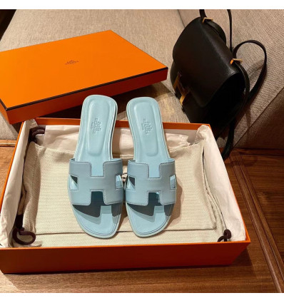 Hermes Oran sandals epsome bleu glacier