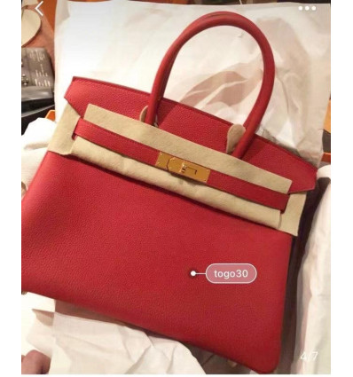 Hermes birkin 30 rouge casaoue espom gold hardwork
