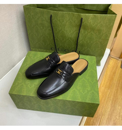 Mocassins d'été en cuir verni pour hommes, demi-chaussures noires