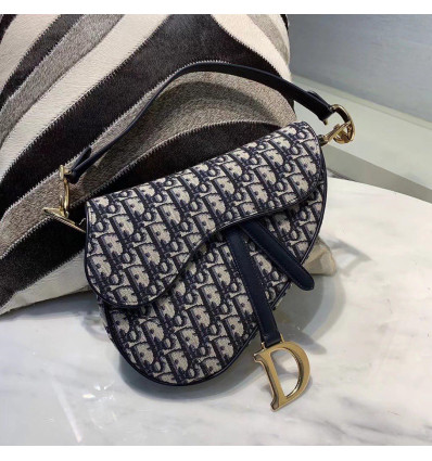 SAC SADDLE Toile jacquard Dior Oblique bleu