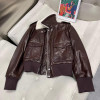 Aviator Flight Bomber Brown Leather Jacket