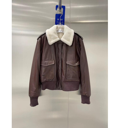 Aviator Flight Bomber Brown Leather Jacket