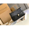 Women black leather bag with a modern design