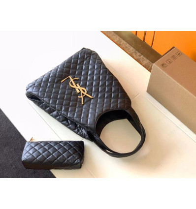 Black handbag with emblem YLS