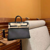 Handmade black Handbag Genuine Leather Skin