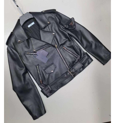 Natural Leather Women Coat Lambskin Leather Bomber Biker Jacket Long Sleeves