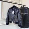 Notched-Lapel Leather Jacket