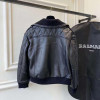 Notched-Lapel Leather Jacket