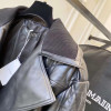 Notched-Lapel Leather Jacket