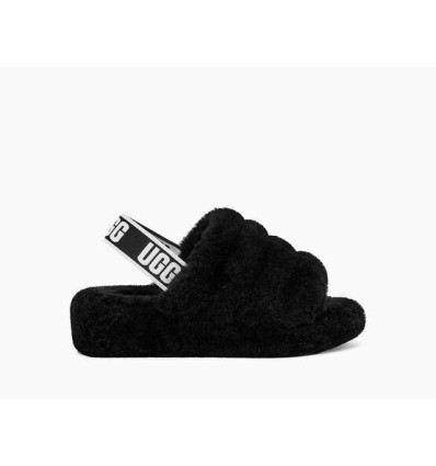 WOMENS BLACK FLUFF YEAH SLIDE SANDAL