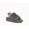 WOMENS GRAY FLUFF YEAH SLIDE SANDAL